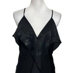 MISA Los Angeles Ele Ruffle Satin Slip Dress Women’s Size Medium Black Photo 1