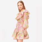 ALÉMAIS Marta Linen Ruffle Mini Dress, Size AUS 4 New w/Tag Pink Photo 2