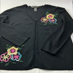 Black Floral Embellished Women's Sweater Size M Photo 7