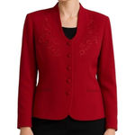 Danny & Nicole  Red Embroidered Button‎ Front Blazer Jacket Women’s 16 Photo 0