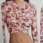 ALC Frank A.L.C. Ansel Rash Guard Top Pink Floral Long Sleeve Size L Photo 0