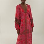 Farm Rio NWT  Pink Floral Glam Scarf Long Sleeve Maxi Dress Photo 5