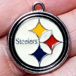 Pittsburg Steelers Logo Pendant Silver Tone 1/2" Gold Photo 2