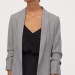 H&M  shawl collar gray open front scrunched quarter sleeve tweed blazer jacket 10 Photo 0