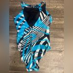 Longitude  Blue and Black Striped One Piece Swimsuit Photo 3