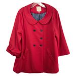 Modcloth  XL Coat Red Lined Nautical‎ Ribbed Peter Pan Collar A Line Swing 933 Photo 0