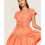 Derek Lam COLLECTIVE Orange Smocked Hourglass Tie Waist Mini Dress Size 44 Photo 2