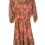 Veronica M Pratt Pink Floral Smocked Midi Dress S Photo 2