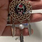 Sugar Skull Dream Catcher Silver Necklace Rose Pendant Day of the Dead Halloween Photo 0