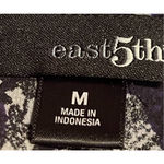 East 5th  Blue Black Sheer Floral Long Sleeve Button Front Blouse Size M‎ Photo 2