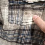 Fang Plaid Studded Shoulder Flannel Shirt Womens Size S Roll Tab Sleeves Brown Photo 5