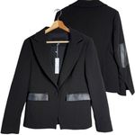 Drew NWT Midas Faux Leather Elbow Patch Blazer Jacket Women's Small Black Career Photo 0