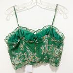 J.O.A. Floral Corset Top Green Ruffle Lace Up Large NWT‎ Photo 2