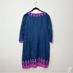 Boden blue linen polka dot embroidred mini dress 4P Purple Photo 1