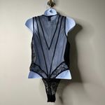 Victoria's Secret Black Deep V Lace Bodysuit Women's Large Photo 3