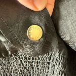 Sandro Black Snakeskin Effect Smocked Dress Photo 6