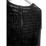 American Vintage Vintage Black Floral Lace Semi-Sheer Striped Short Sleeve Top Photo 4