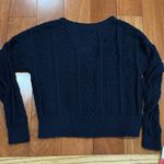 Abercrombie & Fitch Navy Cable Knit V-Neck Sweater L Photo 5