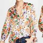 Alice + Olivia  Women’s Silk Blend Sheila Blouse Top V-Neck Orchid Multicolor S Photo 0