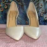 Jessica Simpson Size 5.5 Off White Snakeskin Pattern Heels Photo 3