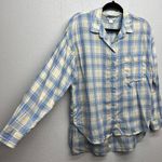 Ostin Plaid Womens Button Front Shirt Small Oversized Western Cowgirl Rodeo Chic Blue Photo 4