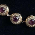 Vintage 80’s Rhinestone & Purple Sapphire Bridal Set Gold Photo 4