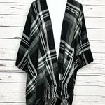 Gray & Black Plaid Flannel Blanket Kimono Shawl Wrap One Size Size undefined Photo 0
