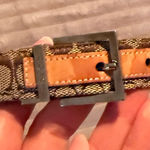 Coach  women’s 35.5” long signature C’s leather canvas silver tone belt Photo 0