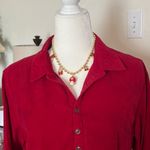 Coldwater Creek Red Corduroy Shirt Dress Size PL 100% Cotton Long Sleeve Pockets Photo 1