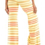 Scotch & Soda  NEW Orange Yellow Pink Stripe Flare Knit Crochet Pants - XL Photo 12