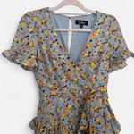 Lulus  Feeling Butterflies Light Blue Floral Tiered Ruffle Mini Dress Cottage Sm Photo 5