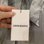Sabina Musayev Opaline Top Womens Small Smoked Aqua Satin Ruffle Blouse Shirt Blue Photo 3