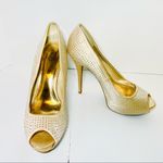 Jennifer Lopez Gold Rhinestone Peeptoe Stiletto Heels Photo 0
