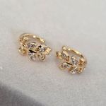 Gold Filled Leaves with Cubic Zirconia Ear Cuff Earrings Photo 0
