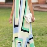 Maeve  Geometric Long Maxi Dress Yellow Green Blue size small Photo 2