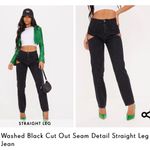 Pretty Little Thing - Cut Out Seam Detail Straight Leg Jeans Size in Black Photo 8