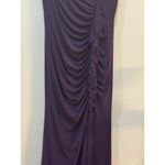 XScape Style 5574x Plum Off Shoulders Scuba Maxi Dress Ruffle Draped Ruched Photo 4