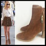 Tahari Glenn Suede & Leather Brown Heeled Womens Ankle Boots Booties Sz 8M Shoes Photo 1