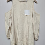 Tibi ‎ Womens Size 12 Open Shoulder Long Sleeve Tunic Top Cream 100% Cotton NWT Photo 0