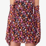 NWOT MISCREANTS Cupid Lace Mini Dress in Orange and Pink Floral, UK 12 (US 8) Black Photo 0