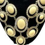 American Vintage Glam Vintage Cream Gold Tone Bubble Acrylic Bead Bib Necklace Photo 1