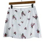 Forever 21 Mini Skirt Womens M White Floral Linen Slit Cottagecore Coquette Photo 2