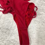 Forever 21  Red Ruffle neckline Bodysuit off the shoulder ladder side opening Photo 5