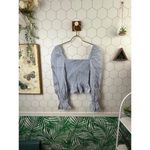 Reformation  Light Blue Maple Linen Smocked Crop Top - Size - XS Photo 2