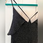 TOI ET MOI M Metallic Silver Black Ribbed Cocktail Dress Size M Photo 4