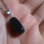 Blue Sandstone Pendant Stainless Steel Necklace Photo 9