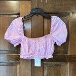 ZARA NWT  Women's Pink Poplin striped Crop Top Size Medium Photo 4