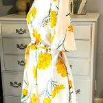 FAVLUX Colorful Bright Yellow Floral Romper  Womens Large Bold Tie Belt Photo 5