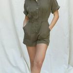 Urban Outfitters  UO Valerie Surplus Romper Olive Green Outfit NWT women’s large Photo 1