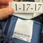 PROSE & POETRY Dress Womens X Small Blue Gold Eyelet Tiered Bell Sleeve Anthro Size XS Photo 2